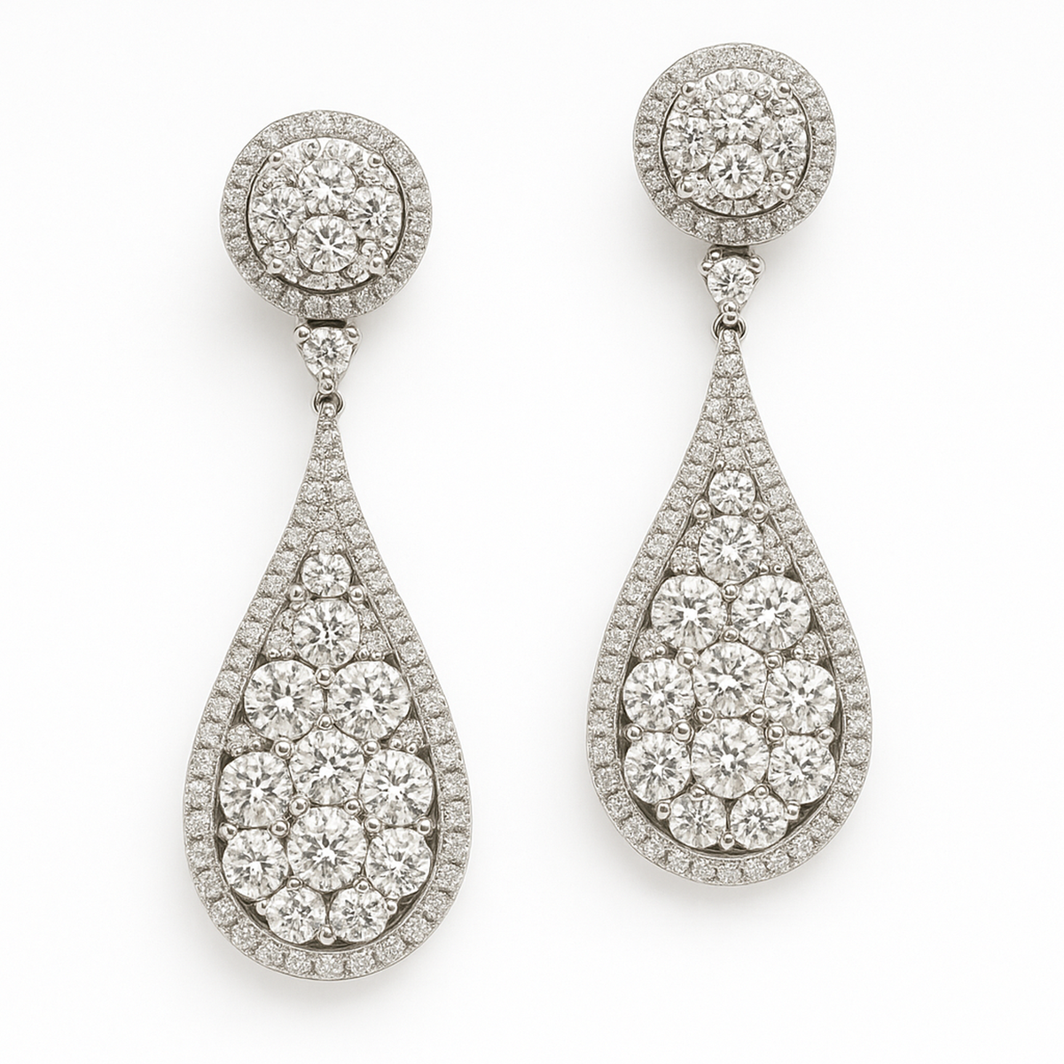 14K White Gold Diamond Earrings, 1.40ct