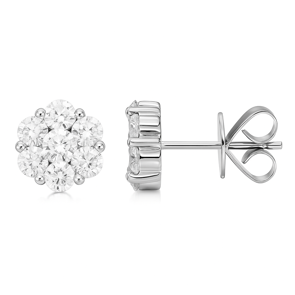 14K White Gold Naomi Stud Earrings - Medium, 0.59ct