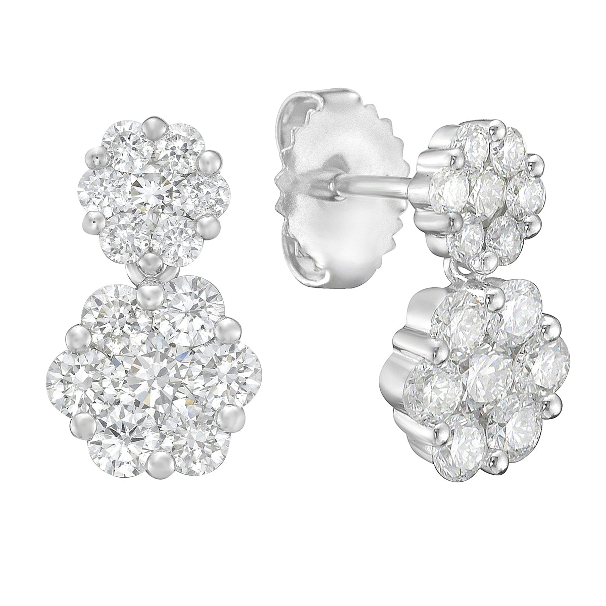 14K White Gold Diamond Earrings, 0.27ct