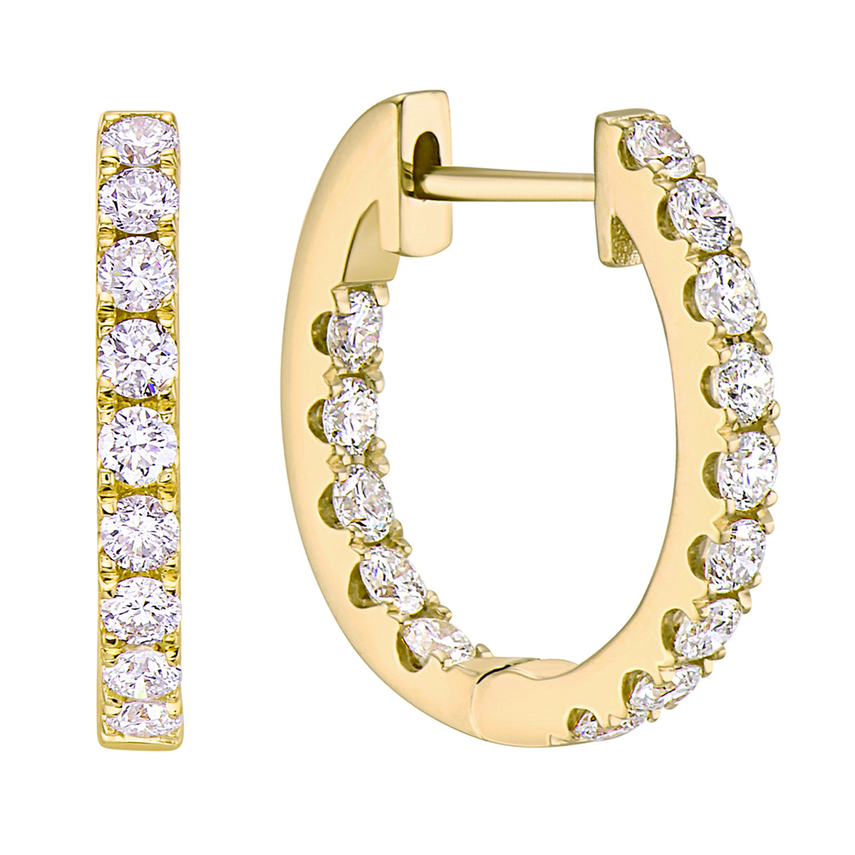 14K Yellow Gold Inside Outiside Huggie Earring - Large, 1.06ct