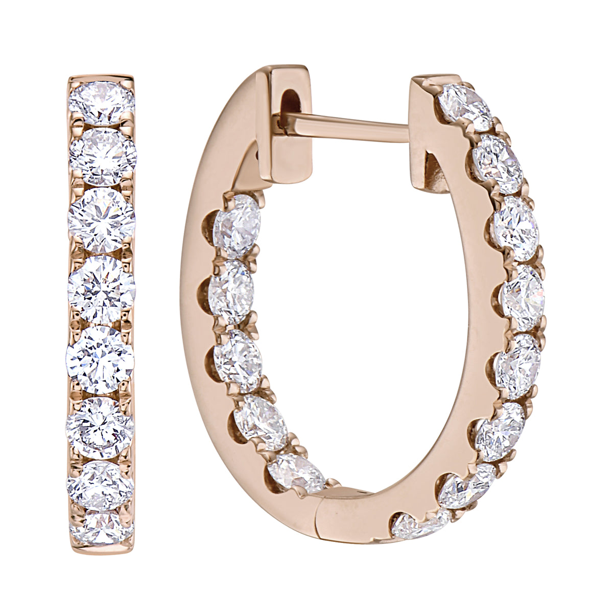 14K Rose Gold Inside Outiside Huggie Earring - Extra Large, 1.45ct