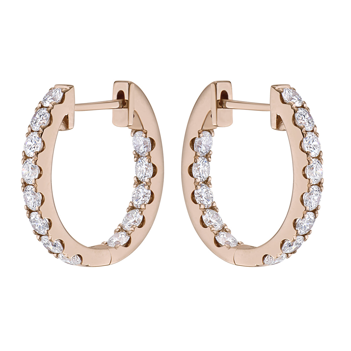 14K Rose Gold Inside Outiside Huggie Earring - Extra Large, 1.45ct