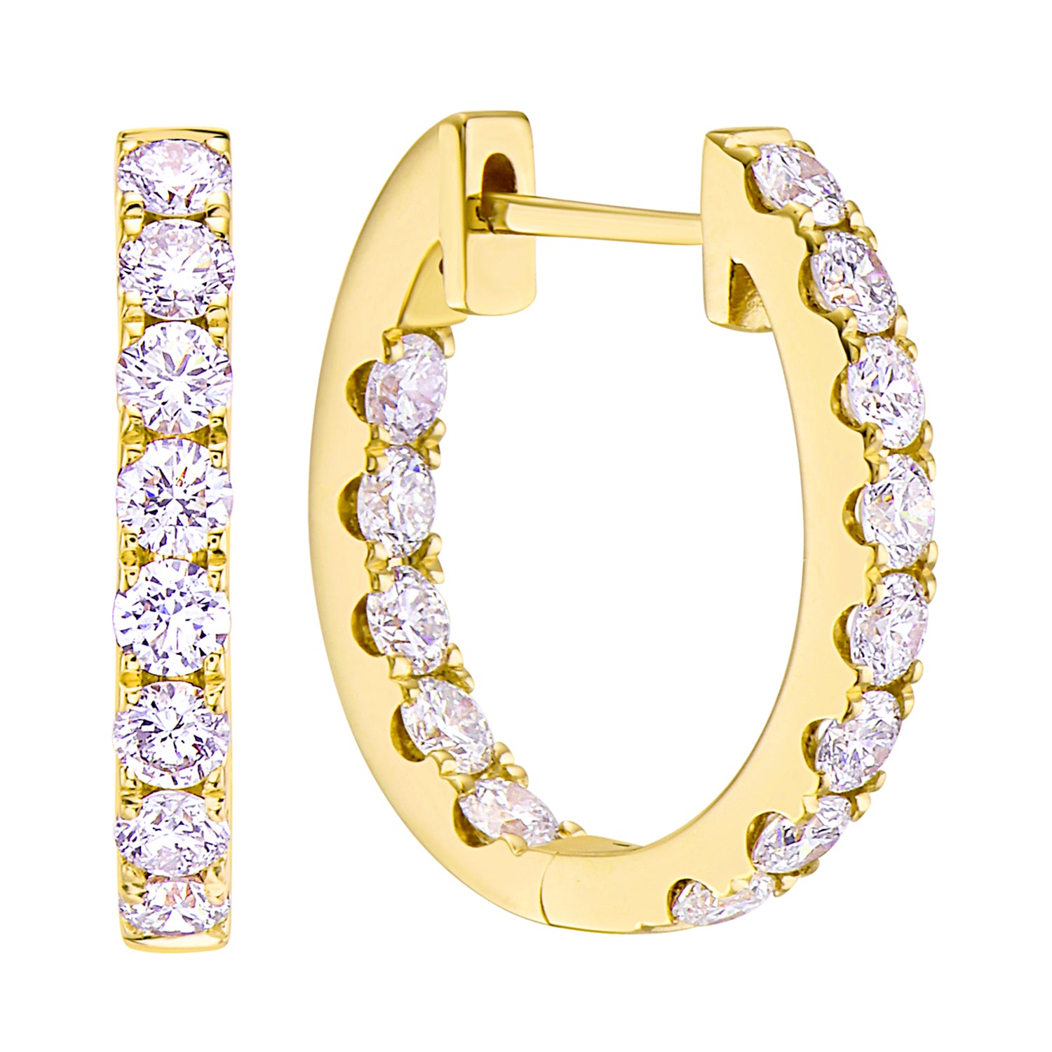 14K Yellow Gold Inside Outiside Huggie Earring - Extra Large, 1.45ct