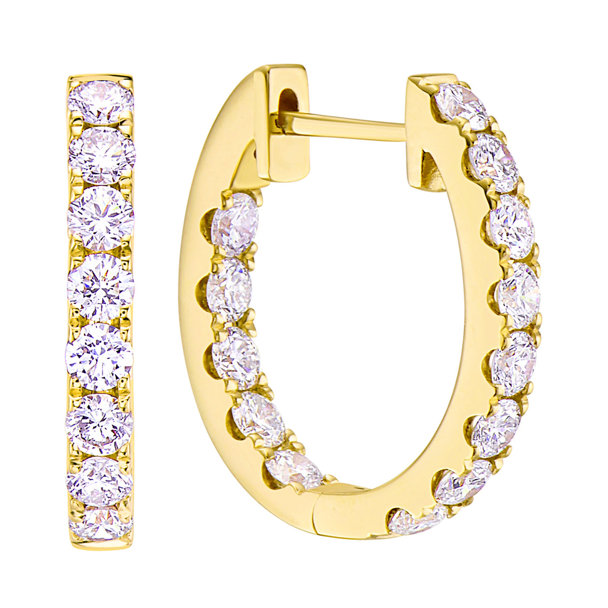 14K Yellow Gold Inside Outiside Huggie Earring - Extra Large, 1.45ct