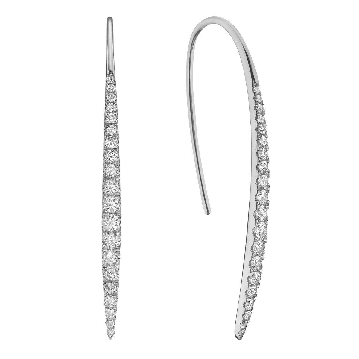 14K White Gold Diamond Hook Earrings