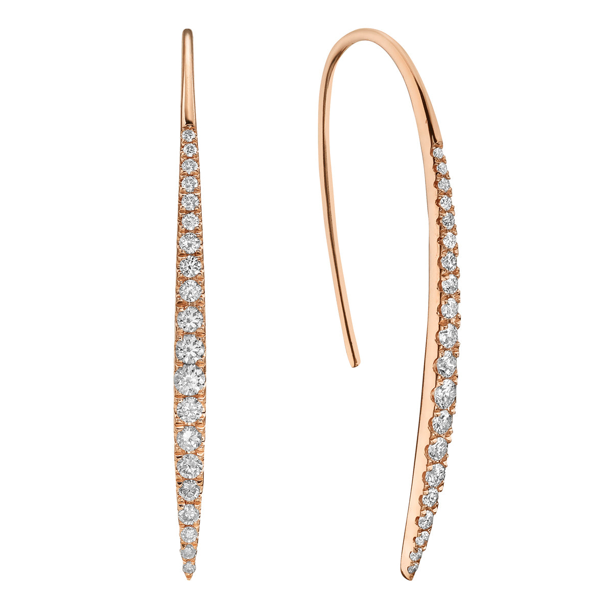 14K Rose Gold Diamond Hanging Earrings