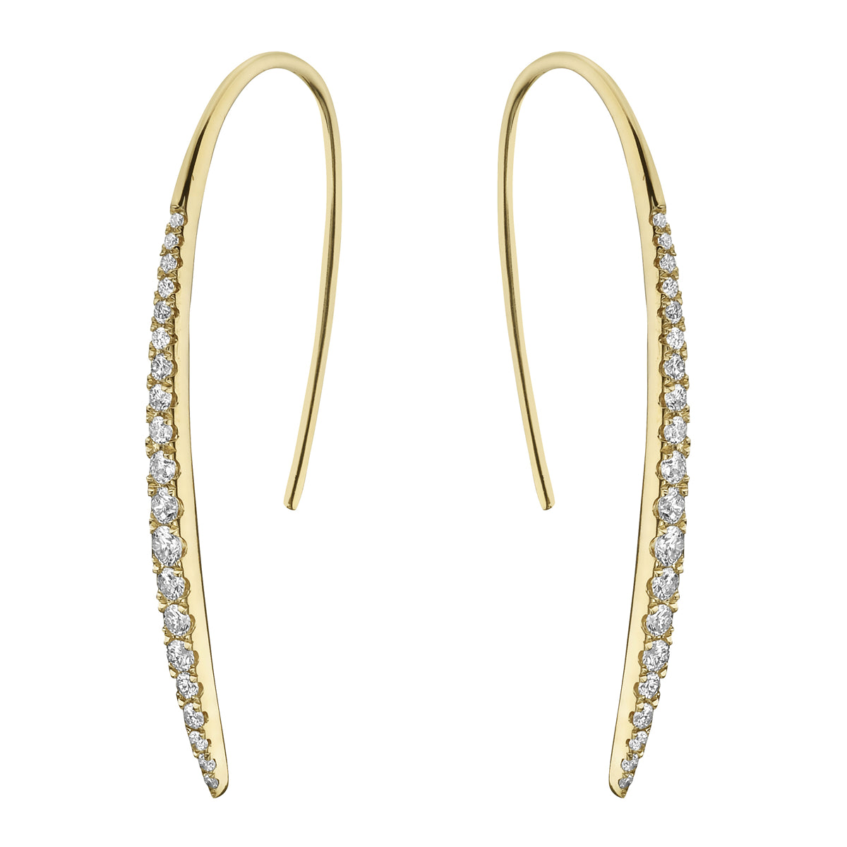 14K Yellow Gold Diamond Hook Earrings, 0.58ct