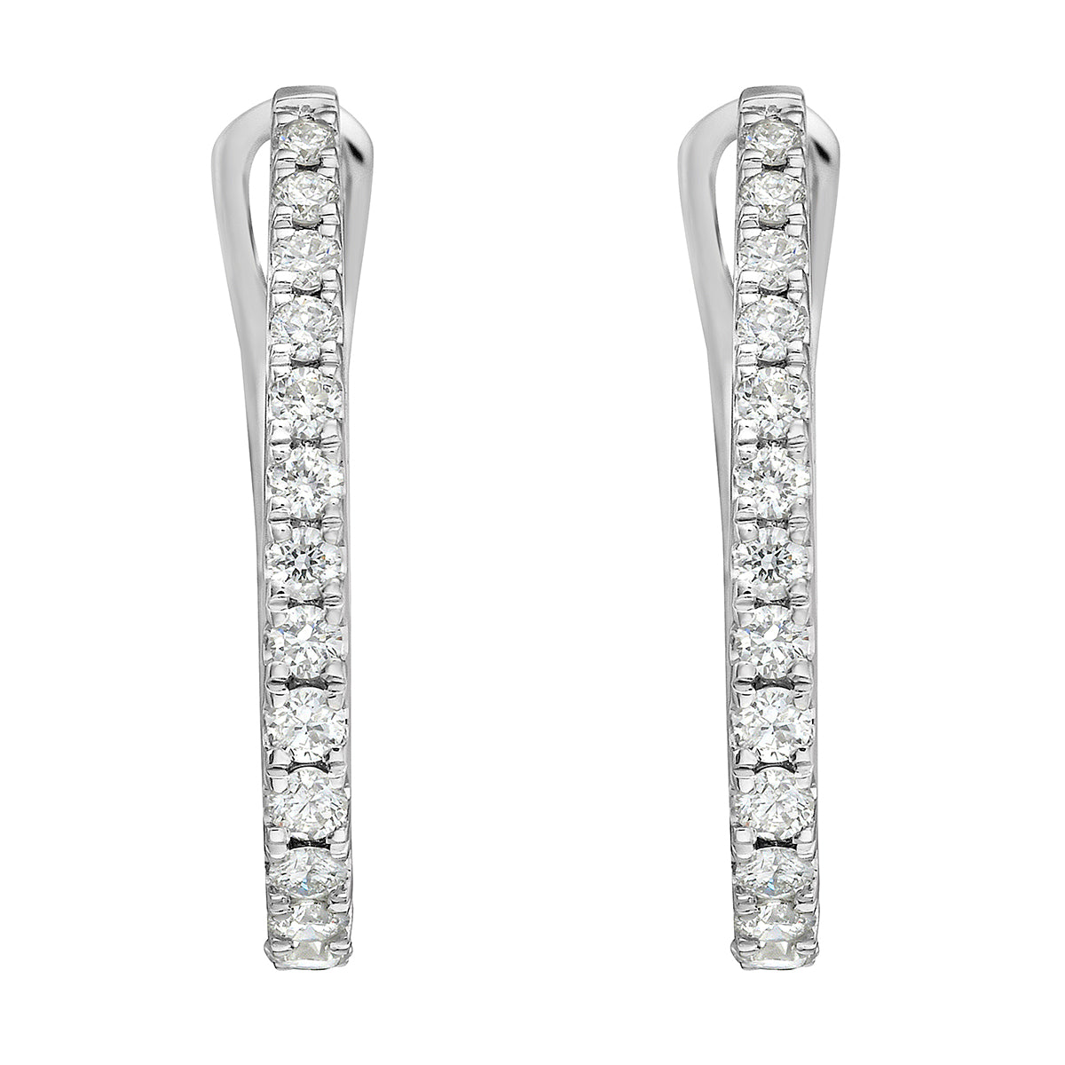 14K White Gold Diamond Hoop Earrings, 0.81ct