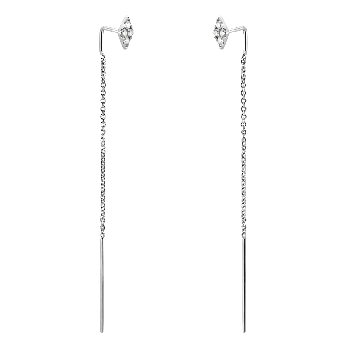 14K White Gold Diamond Threaders, 0.14ct