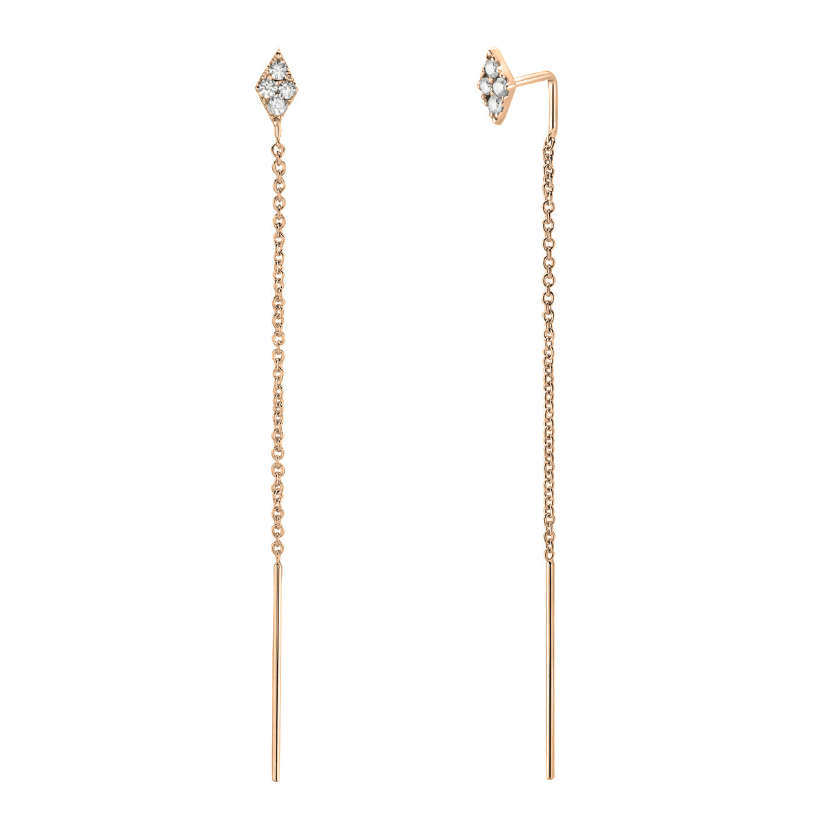 14K Rose Gold Diamond Earrings