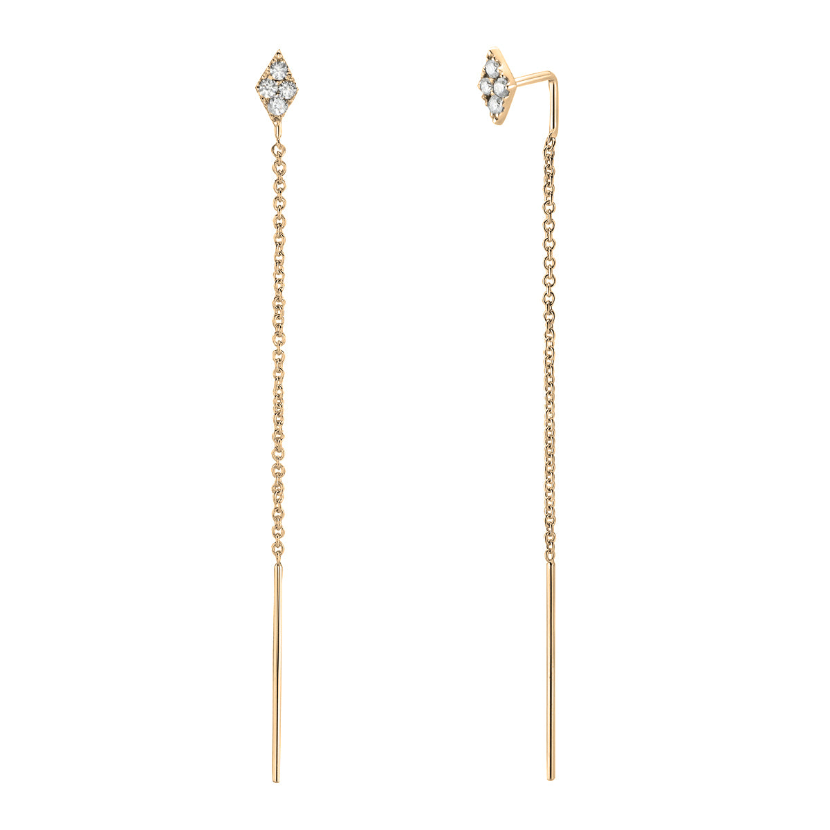 14K Yellow Gold Diamond Threaders, 0.14ct