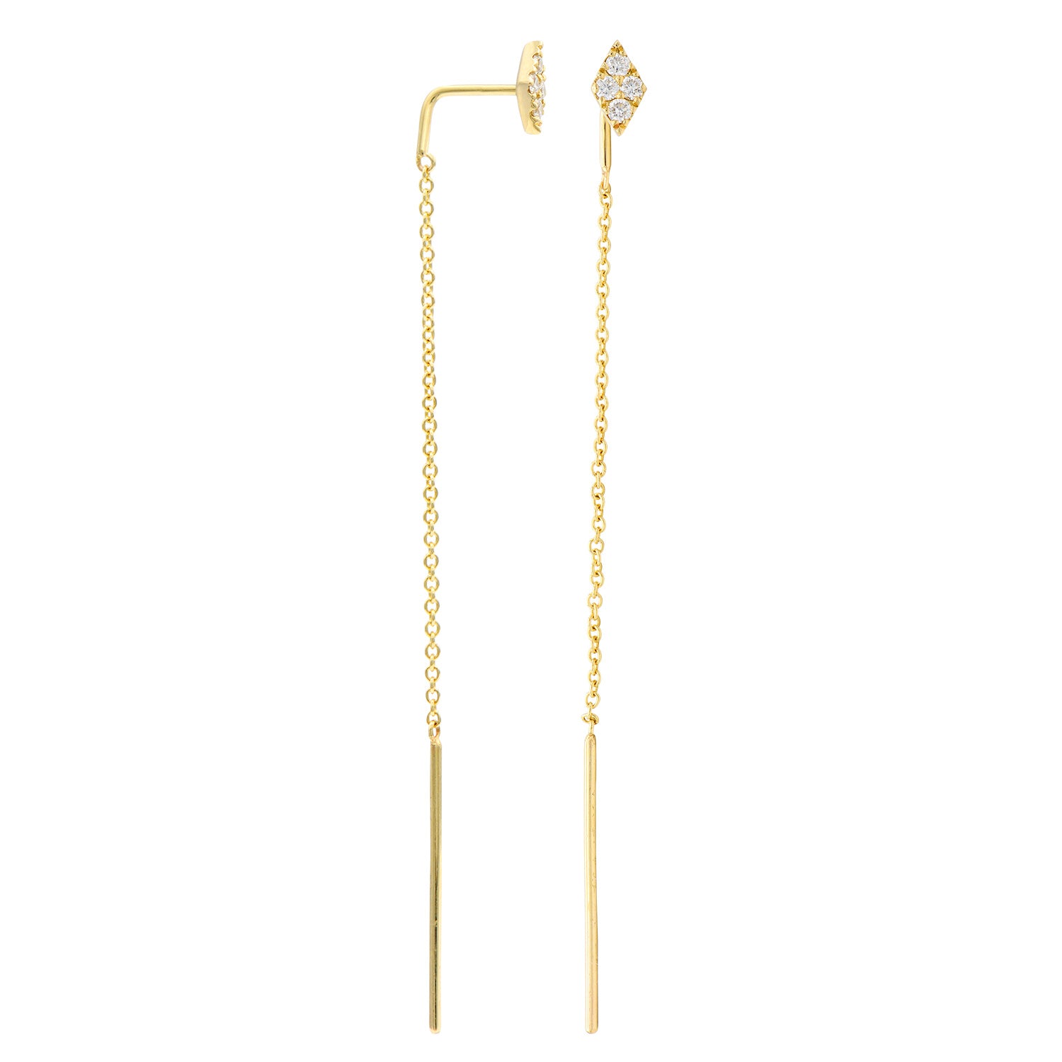 14K Yellow Gold Diamond Threaders, 0.14ct