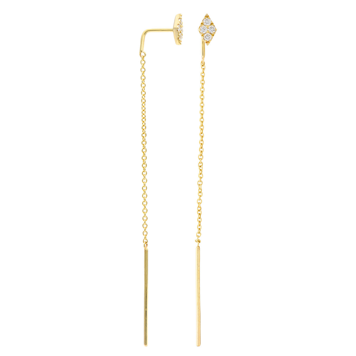 14K Yellow Gold Diamond Threaders, 0.14ct