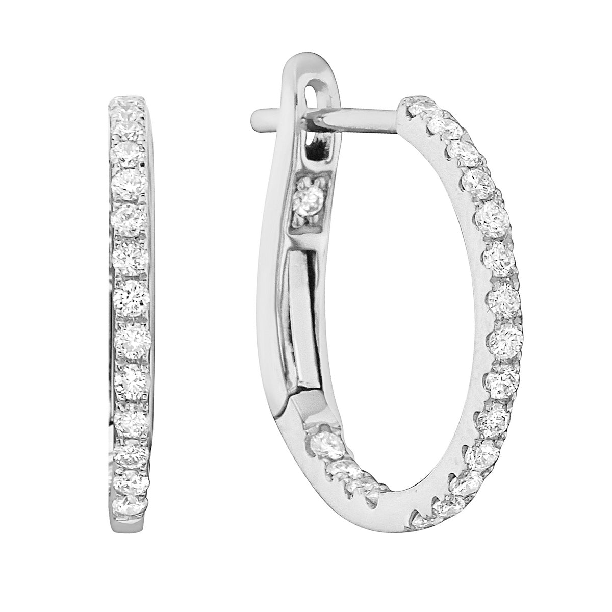 14K White Gold Classic Round Huggies - Small