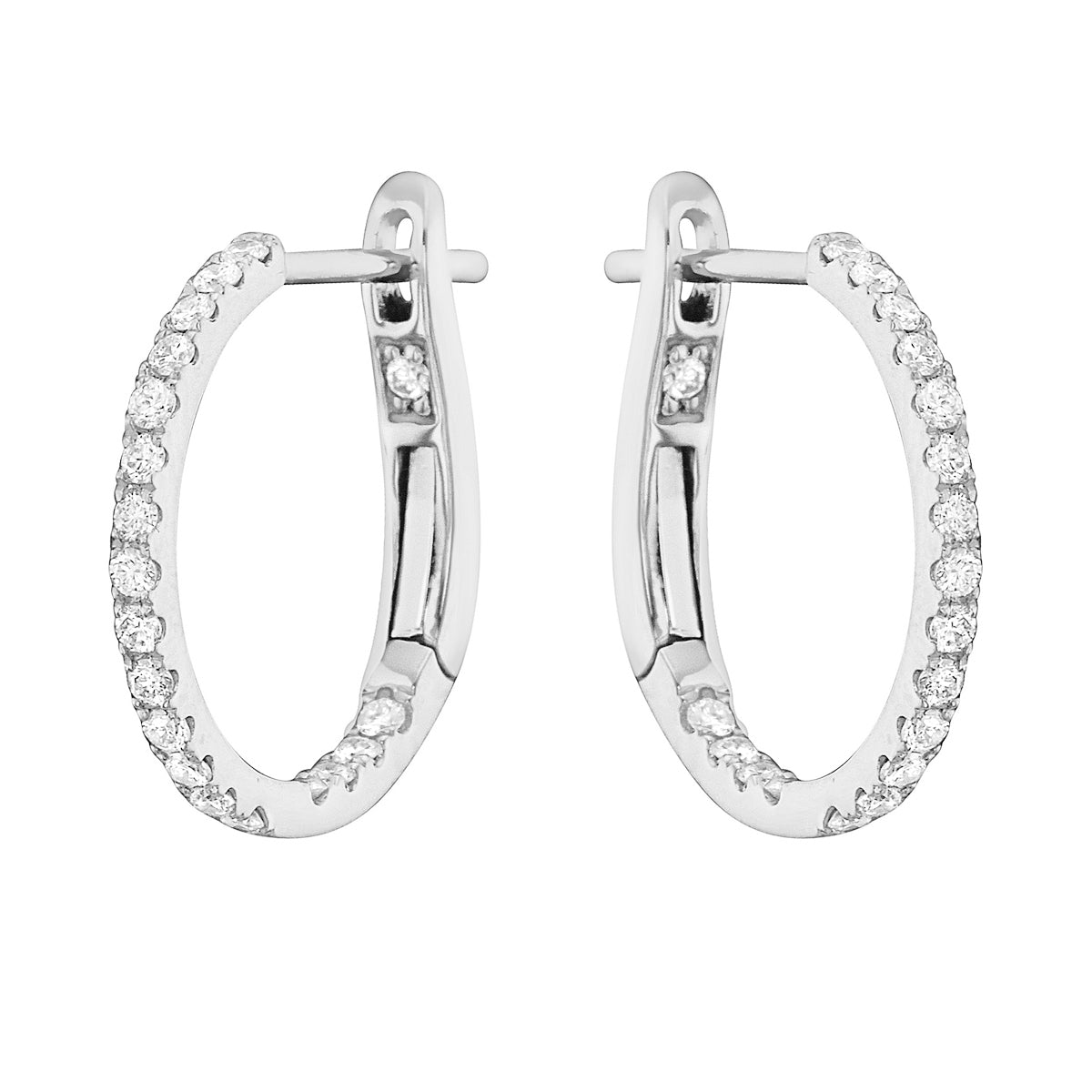 14K White Gold Classic Round Huggies - Small