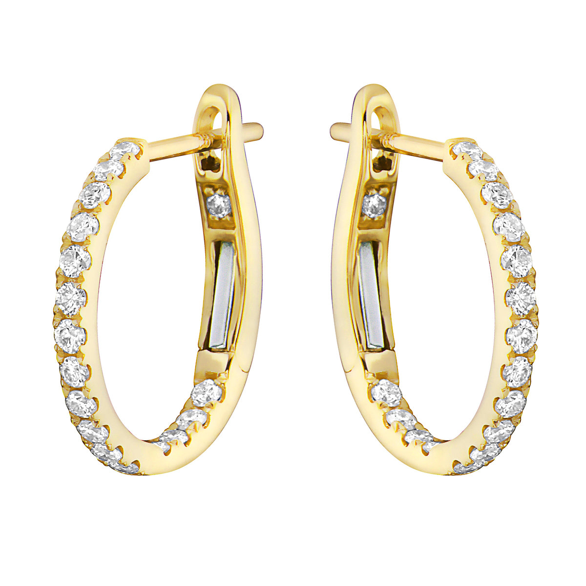 14K Yellow Gold Classic Round Huggies - Medium, 0.41ct