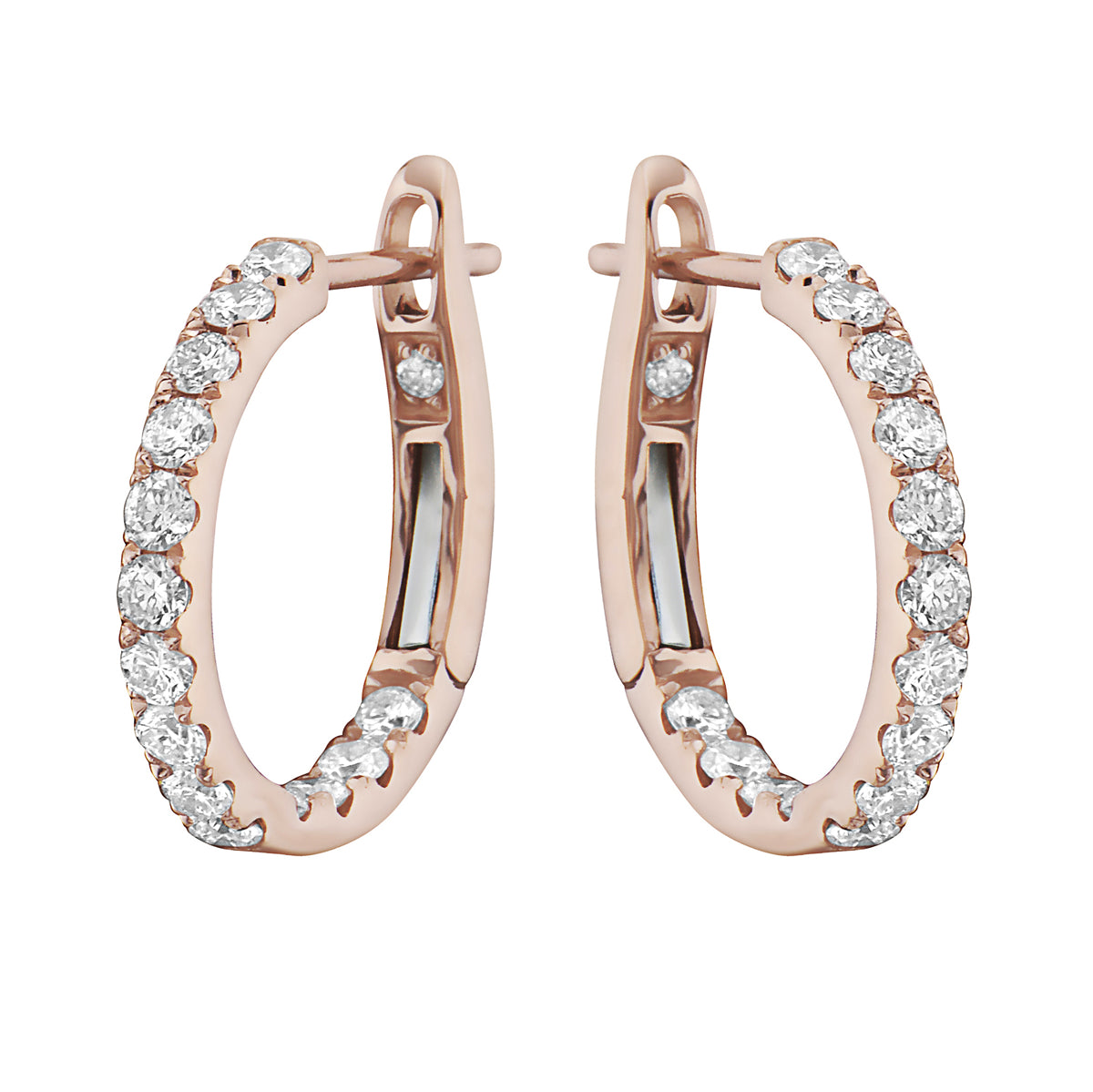 14K Rose Gold Classic Round Huggies - Large, 0.62ct