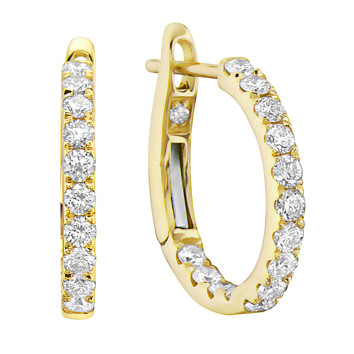 14K Yellow Gold Classic Round Huggies - Large, 0.62ct