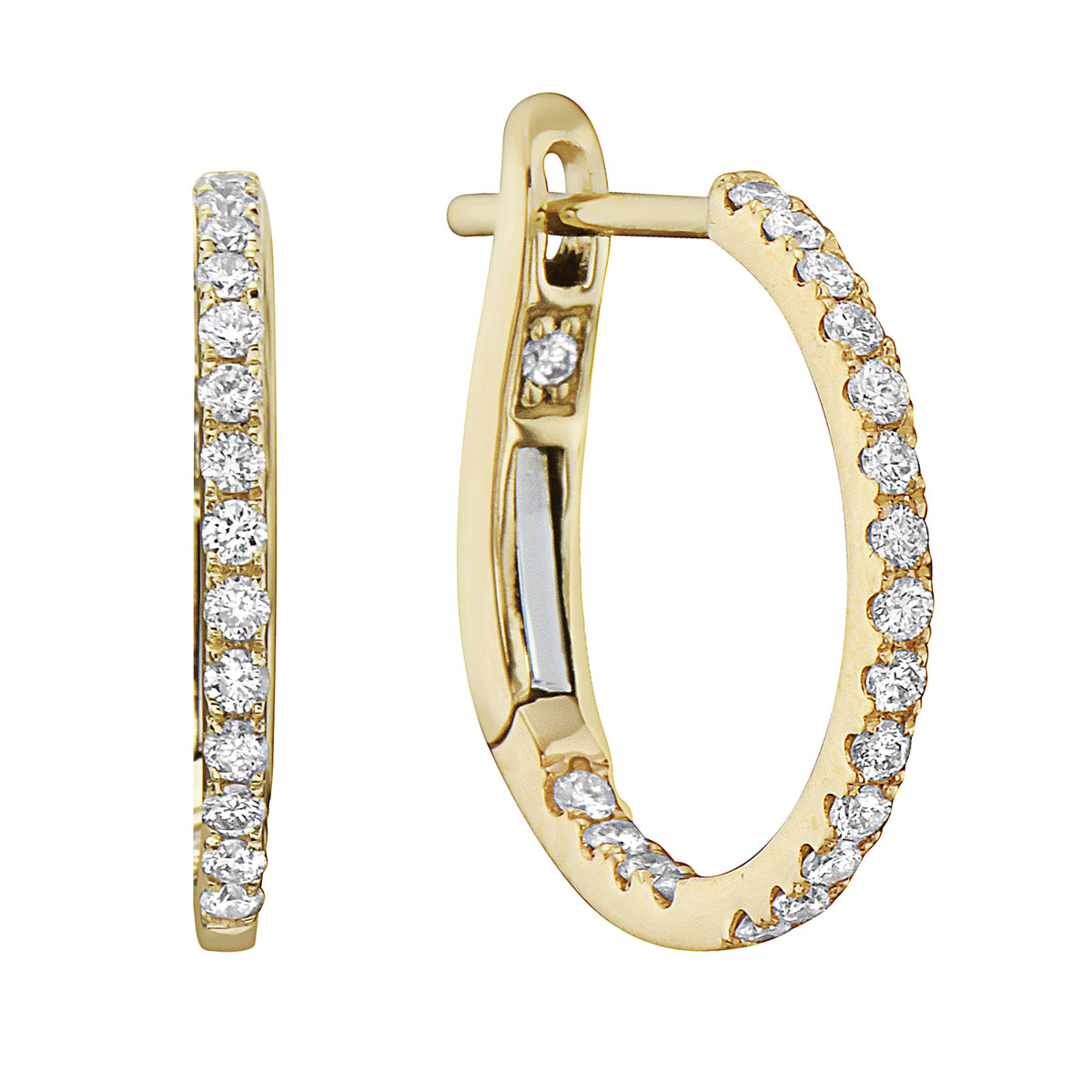 14K Yellow Gold Classic Round Huggies - Small, 0.31ct