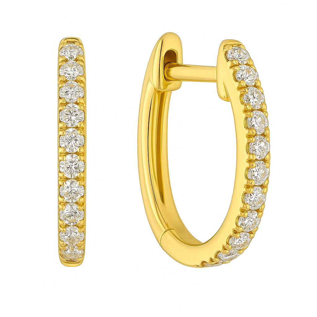 14K Yellow Gold Diamond Hoop Earrings, 0.2ct