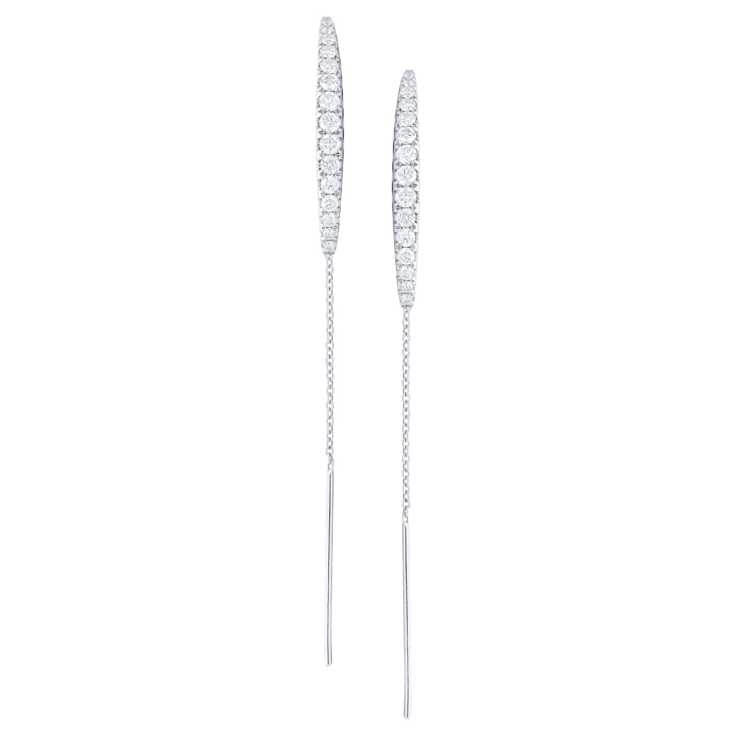 14K White Gold Cresent Threaders, 0.72ct