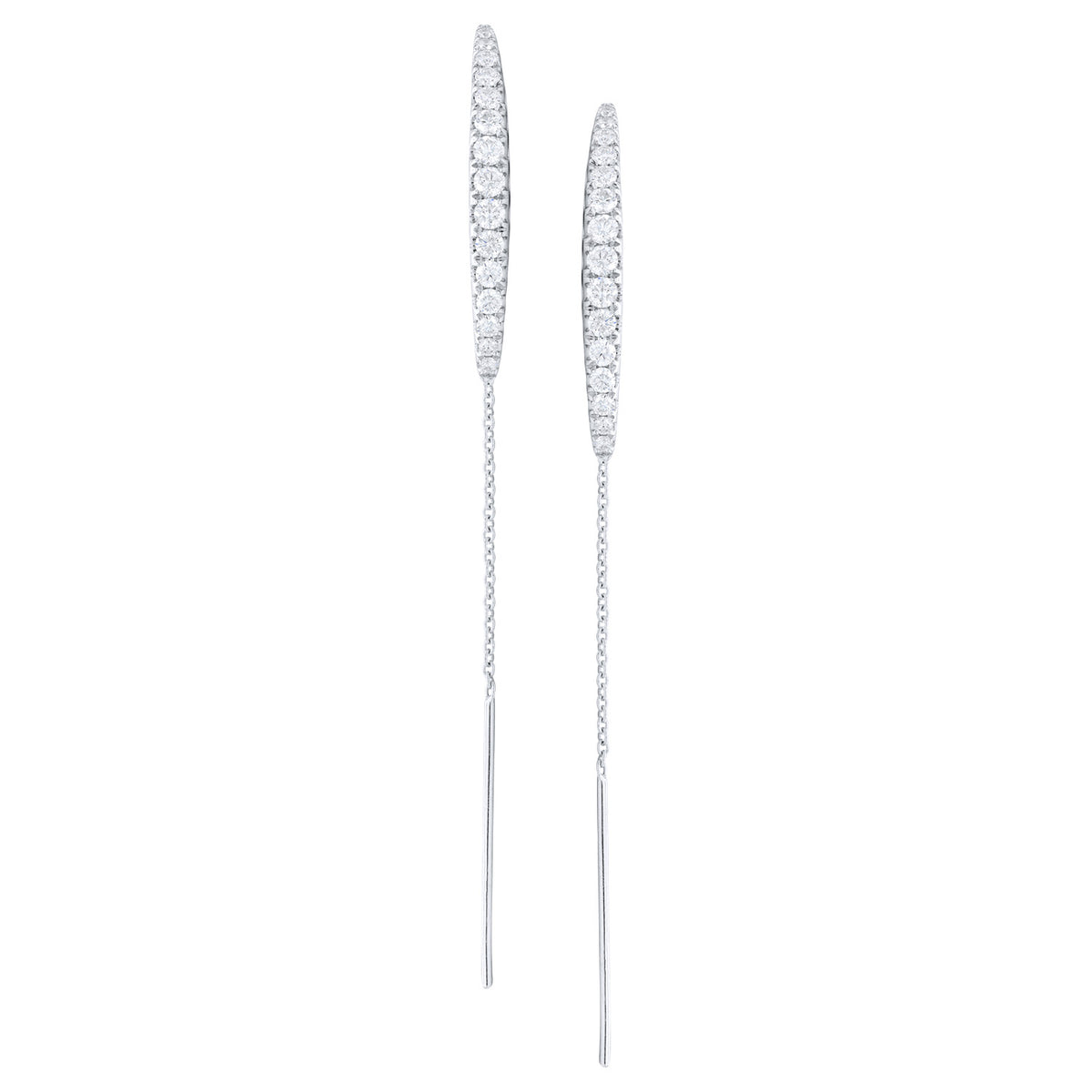 14K White Gold Cresent Threaders, 0.72ct