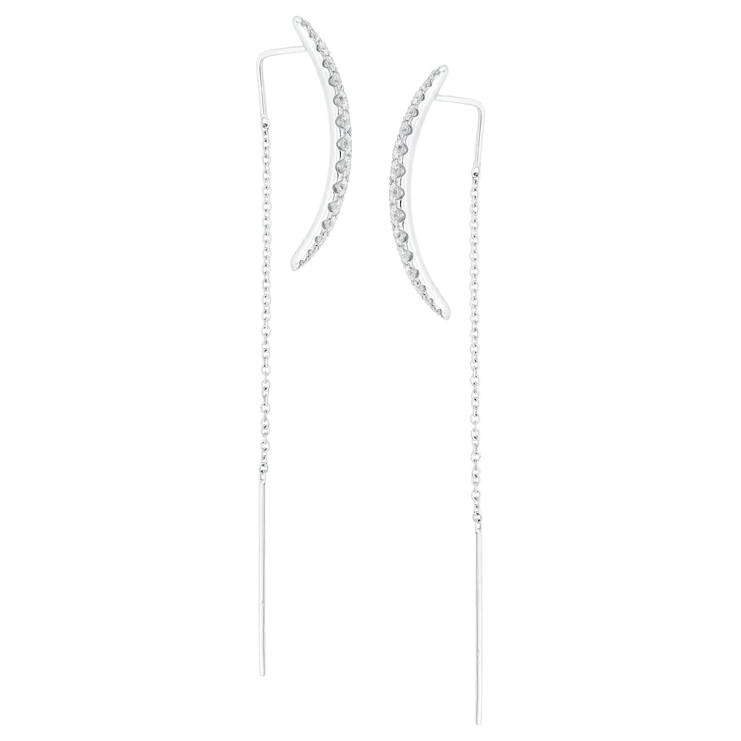 14K White Gold Cresent Threaders