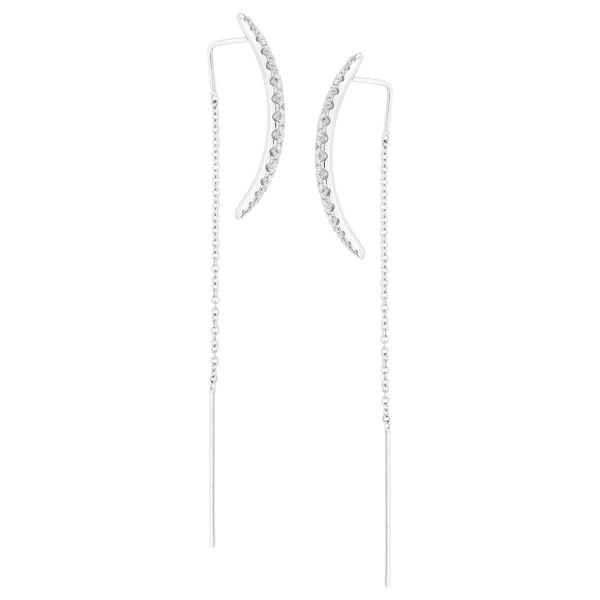 14K White Gold Cresent Threaders, 0.72ct