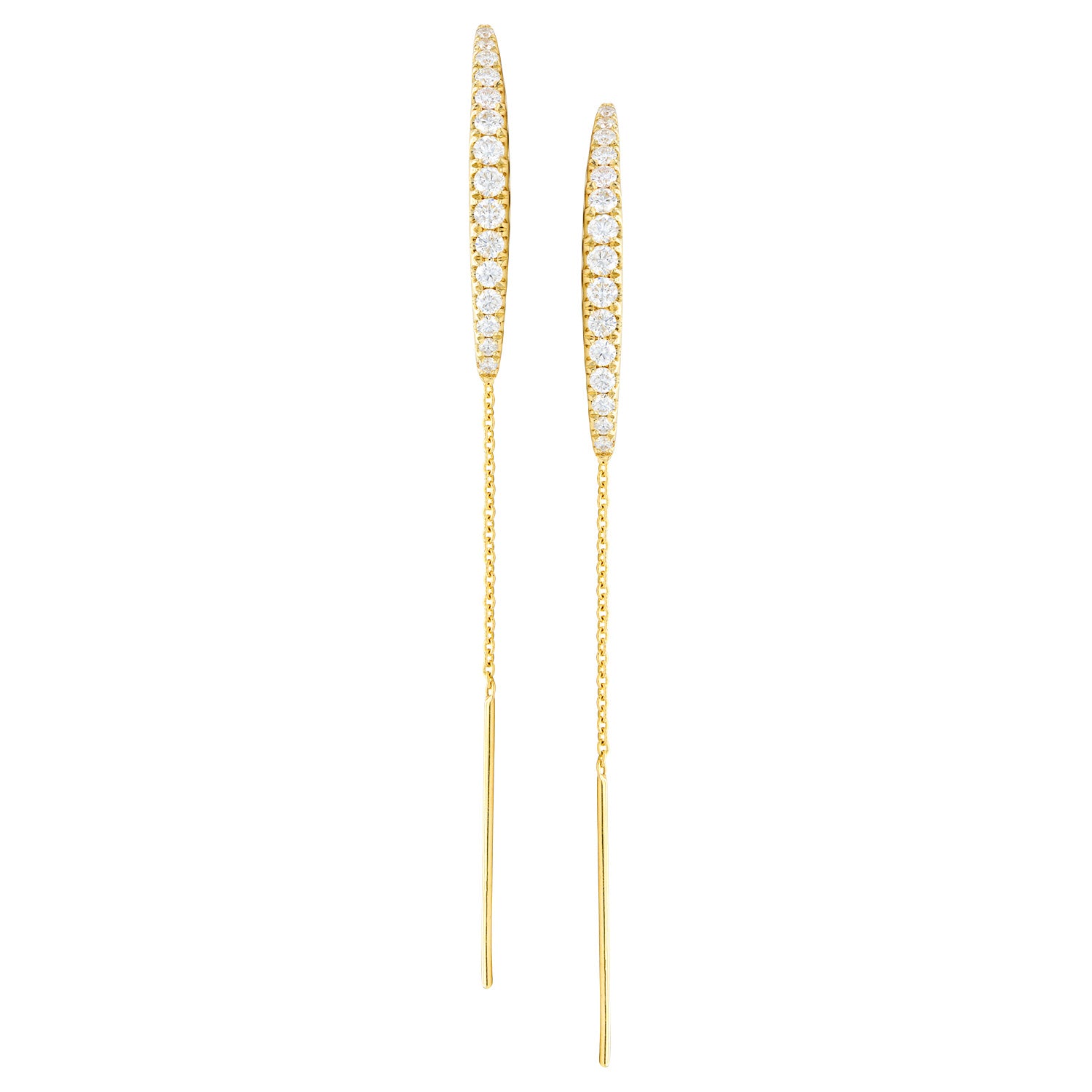 14K Yellow Gold Cresent Threaders, 0.72ct