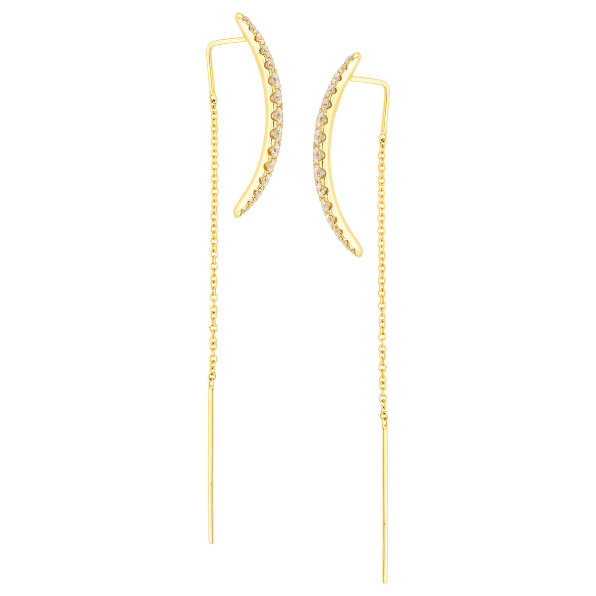 14K Yellow Gold Cresent Threaders, 0.72ct
