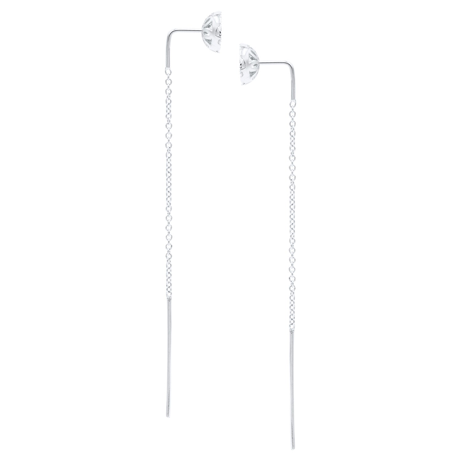 14K White Gold Round Cluster Threader