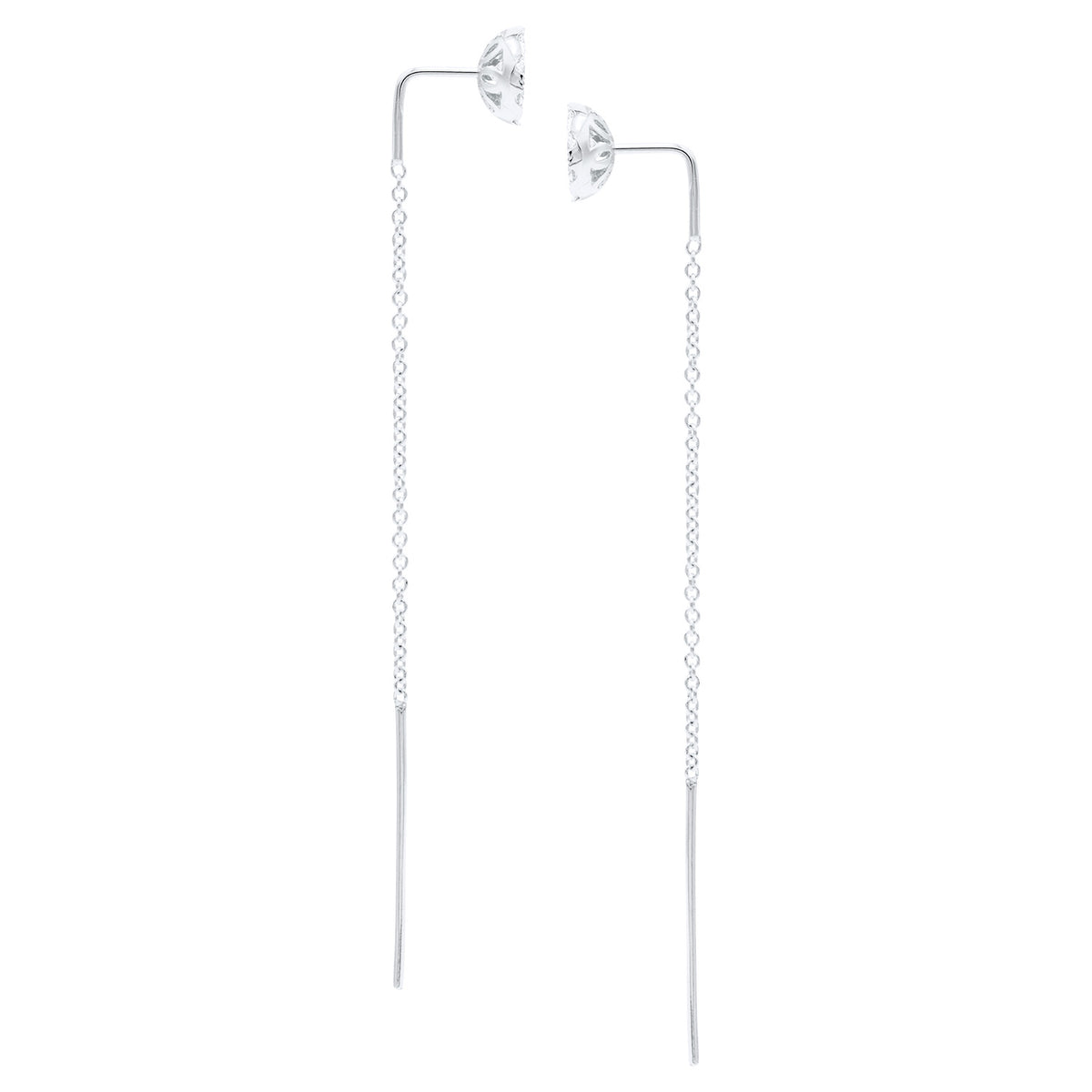 14K White Gold Round Cluster Threader, 0.76ct