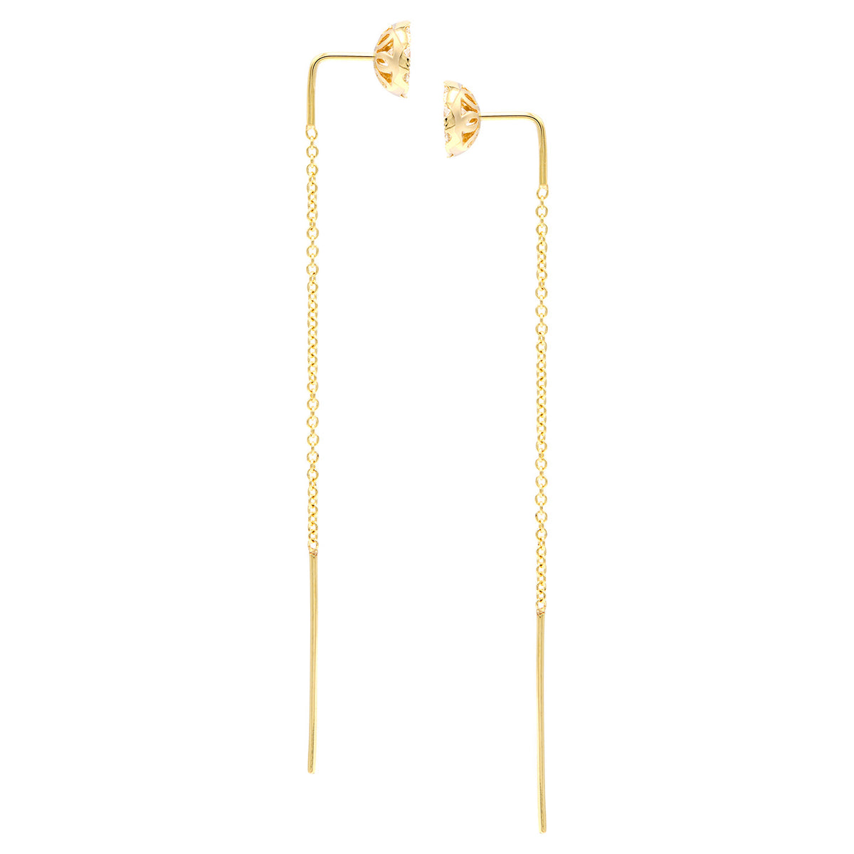 14K Yellow Gold Round Cluster Threader, 0.76ct