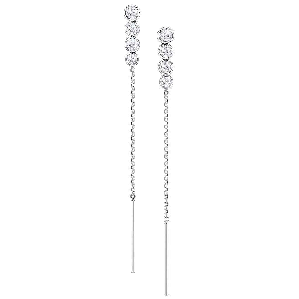 14K White Gold Short Bezel Diamond Threader, 0.2ct