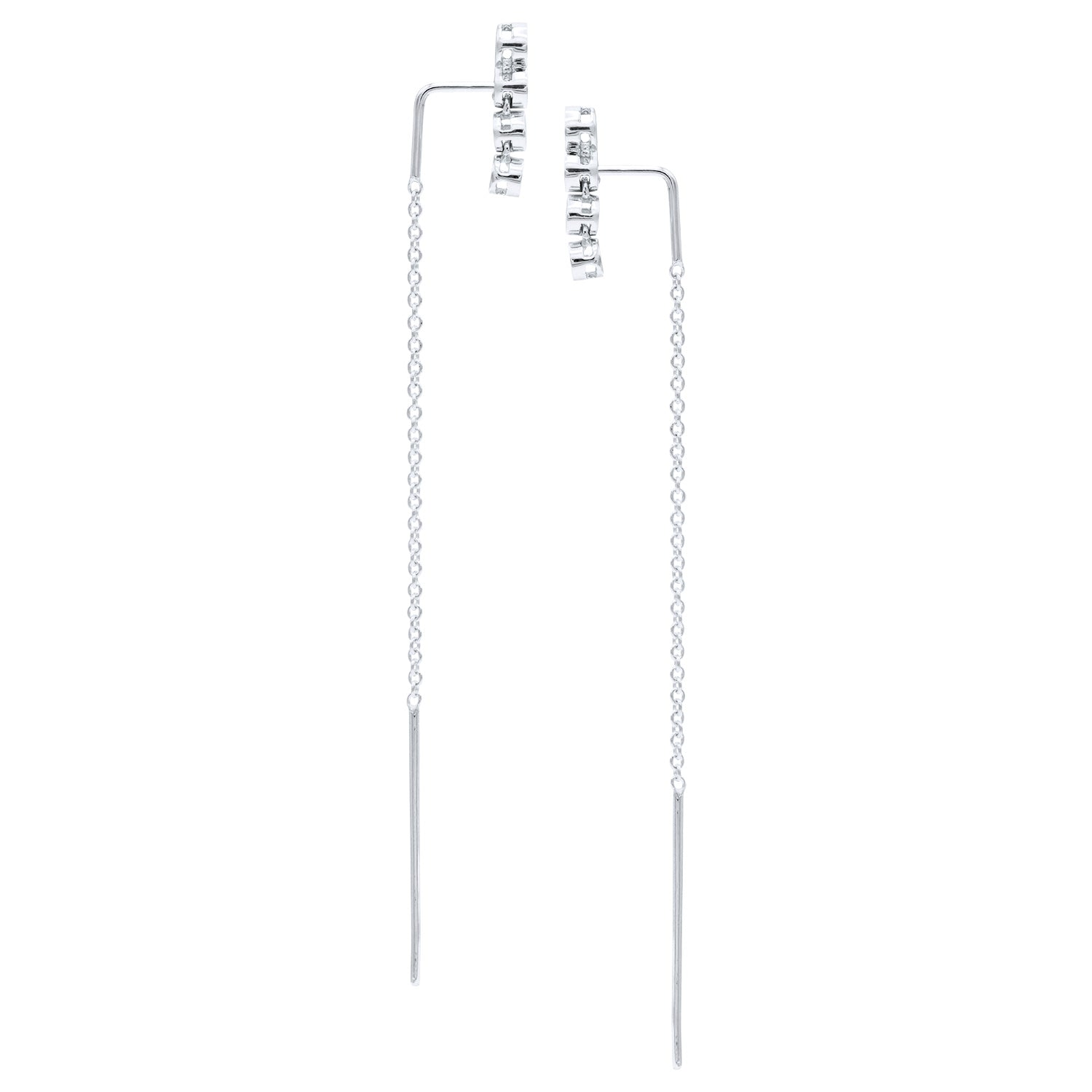 14K White Gold Short Bezel Diamond Threader, 0.2ct