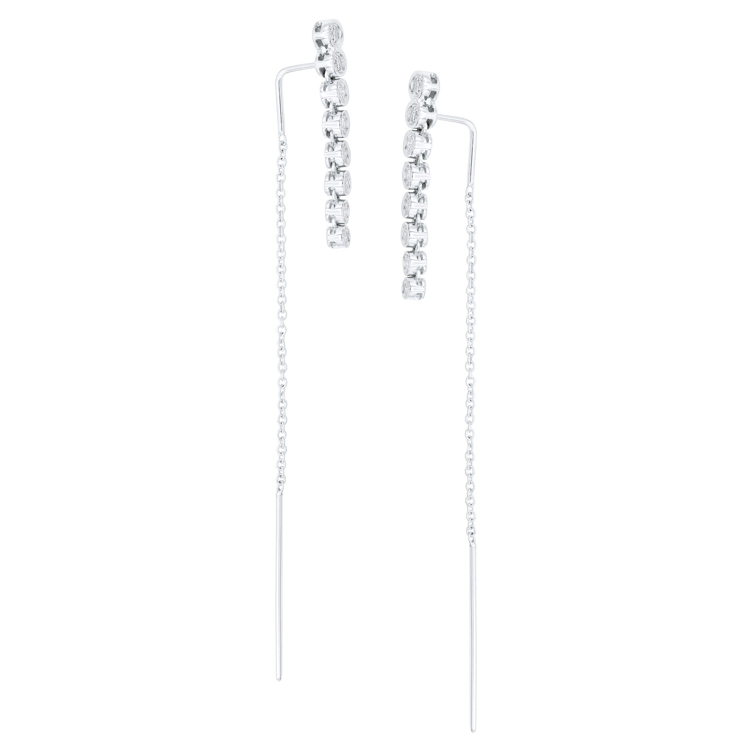 14K White Gold Long Diamond Bezel Threader