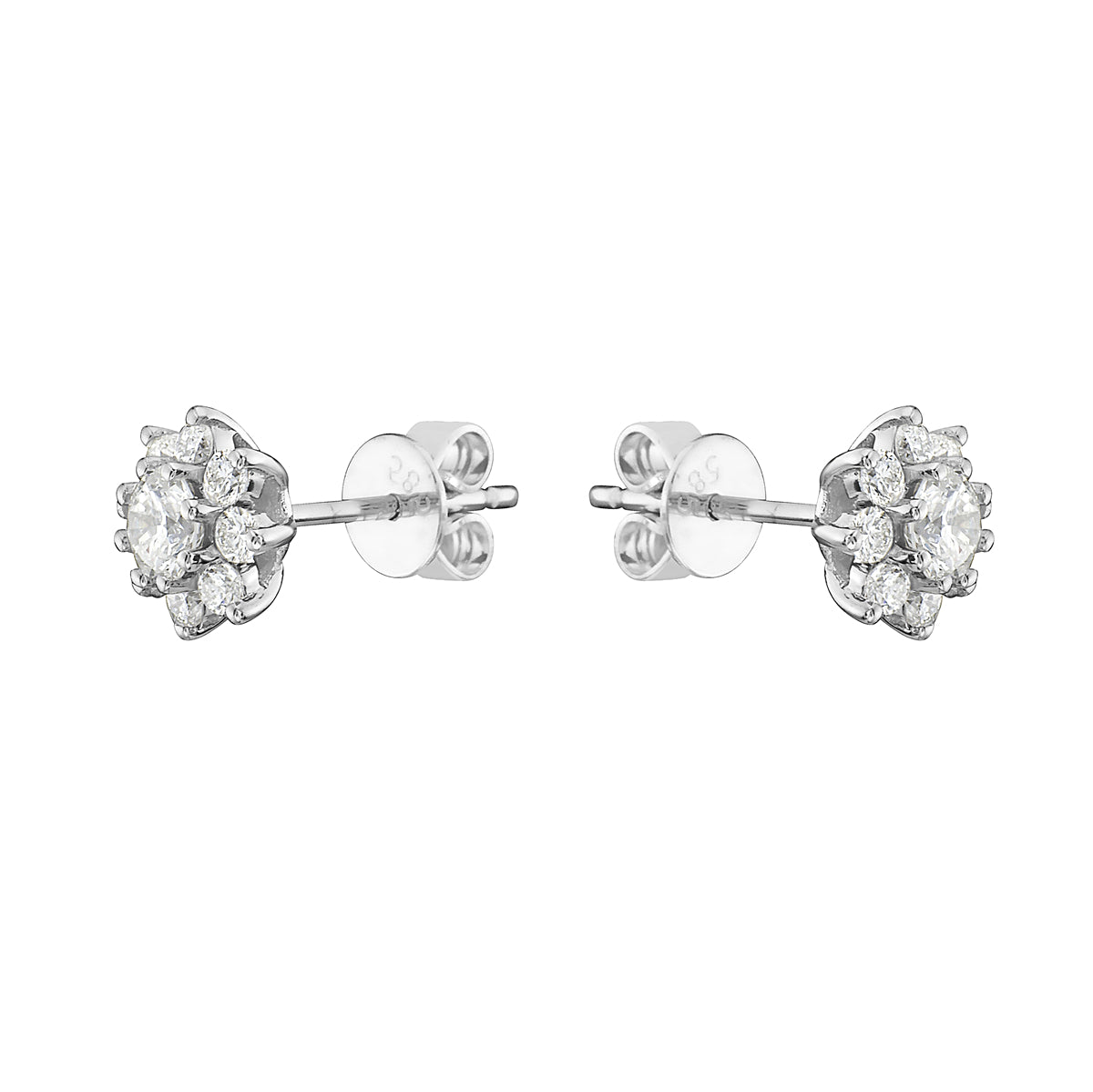14K White Gold Diamond Flower Cluster- Large, 0.64ct