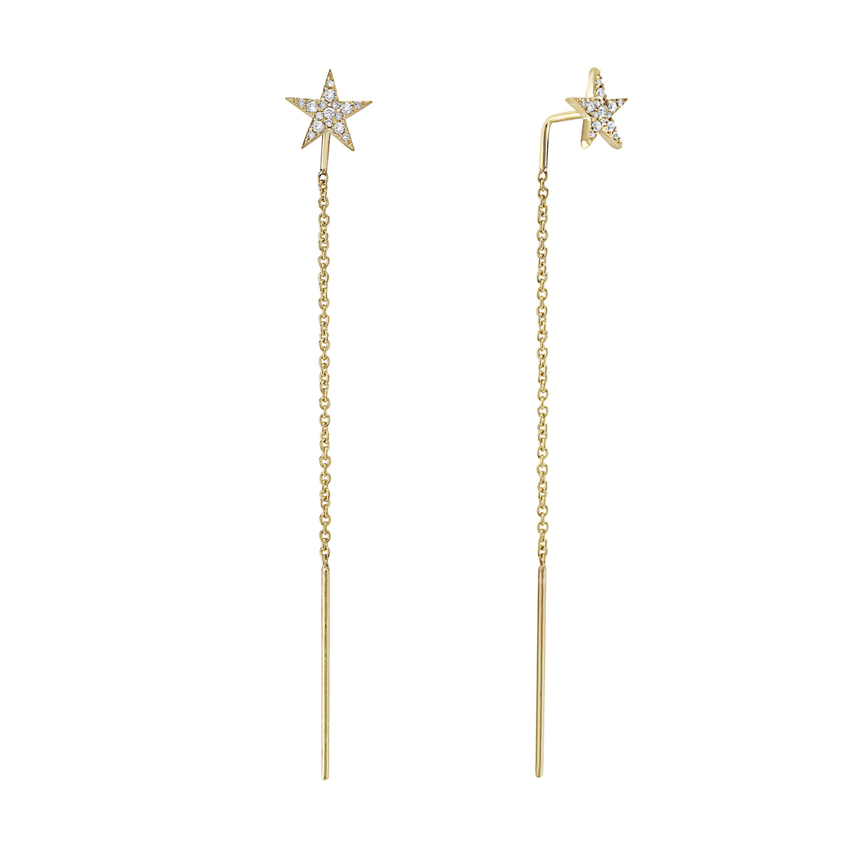 14K Yellow Gold Diamond Star Threader, 0.14ct