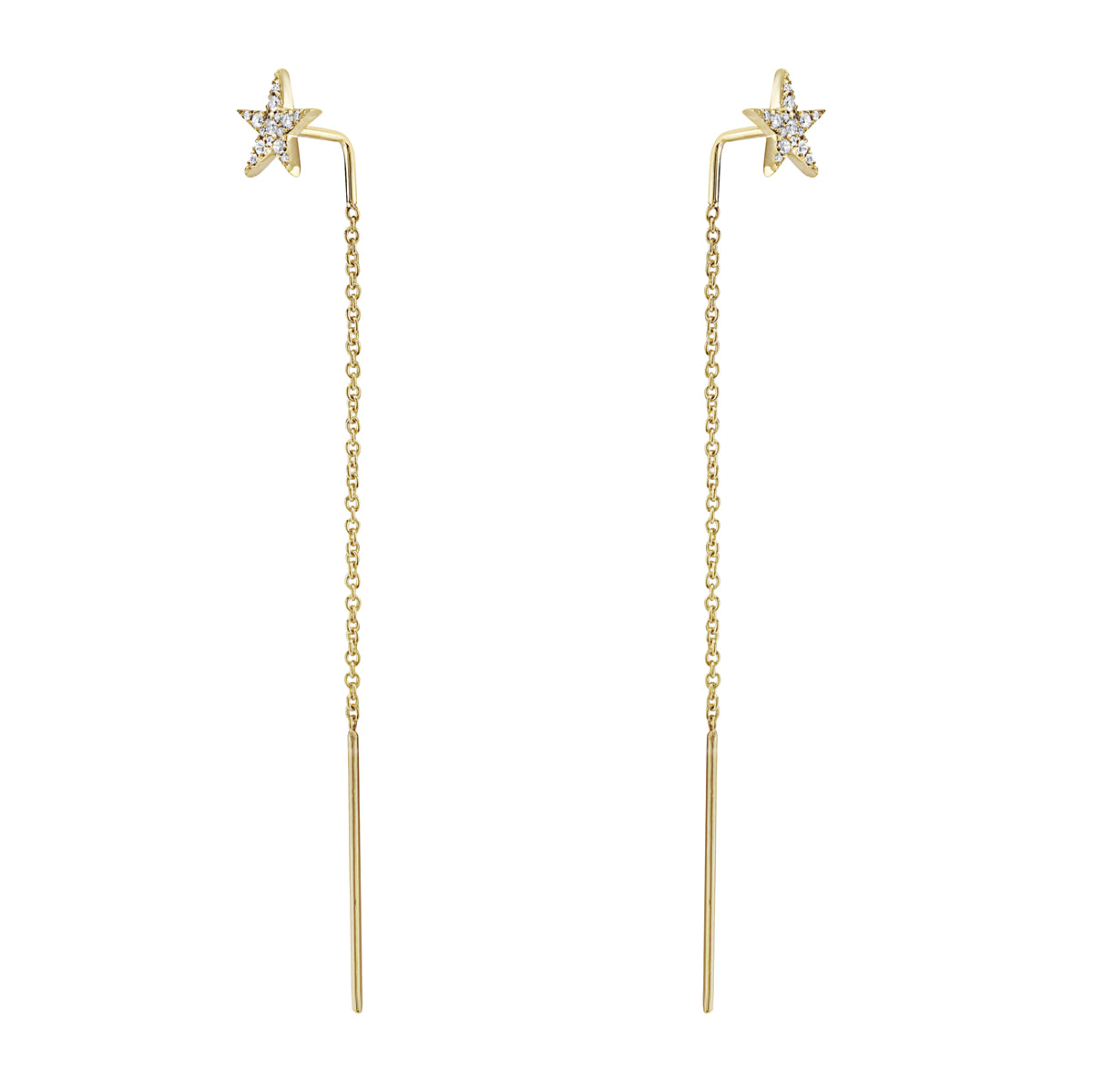 14K Yellow Gold Diamond Star Threader, 0.14ct