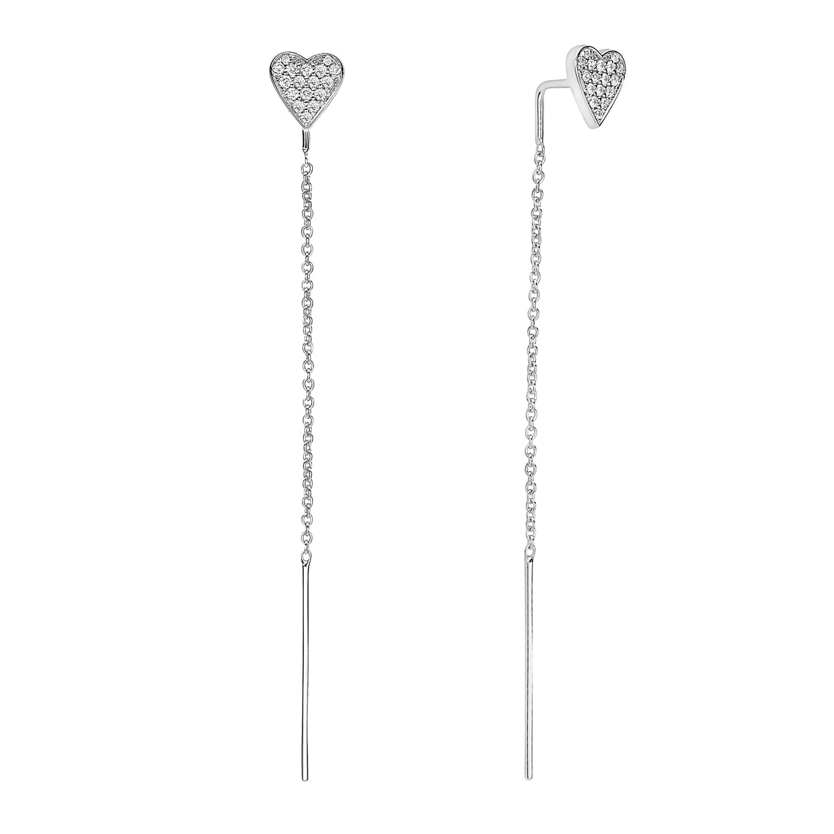 14K White Gold Diamond Heart Threader, 0.21ct