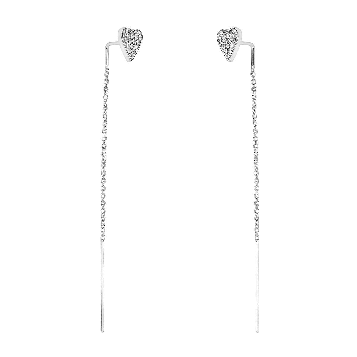 14K White Gold Diamond Heart Threader, 0.21ct