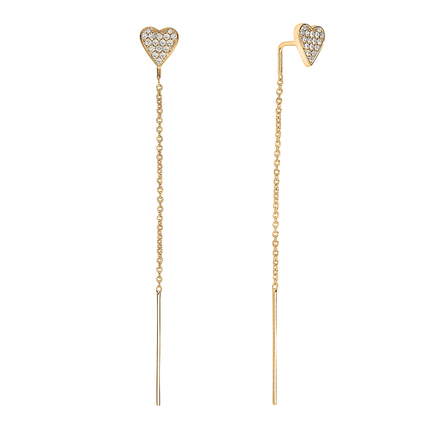 14K Yellow Gold Diamond Heart Threader, 0.21ct