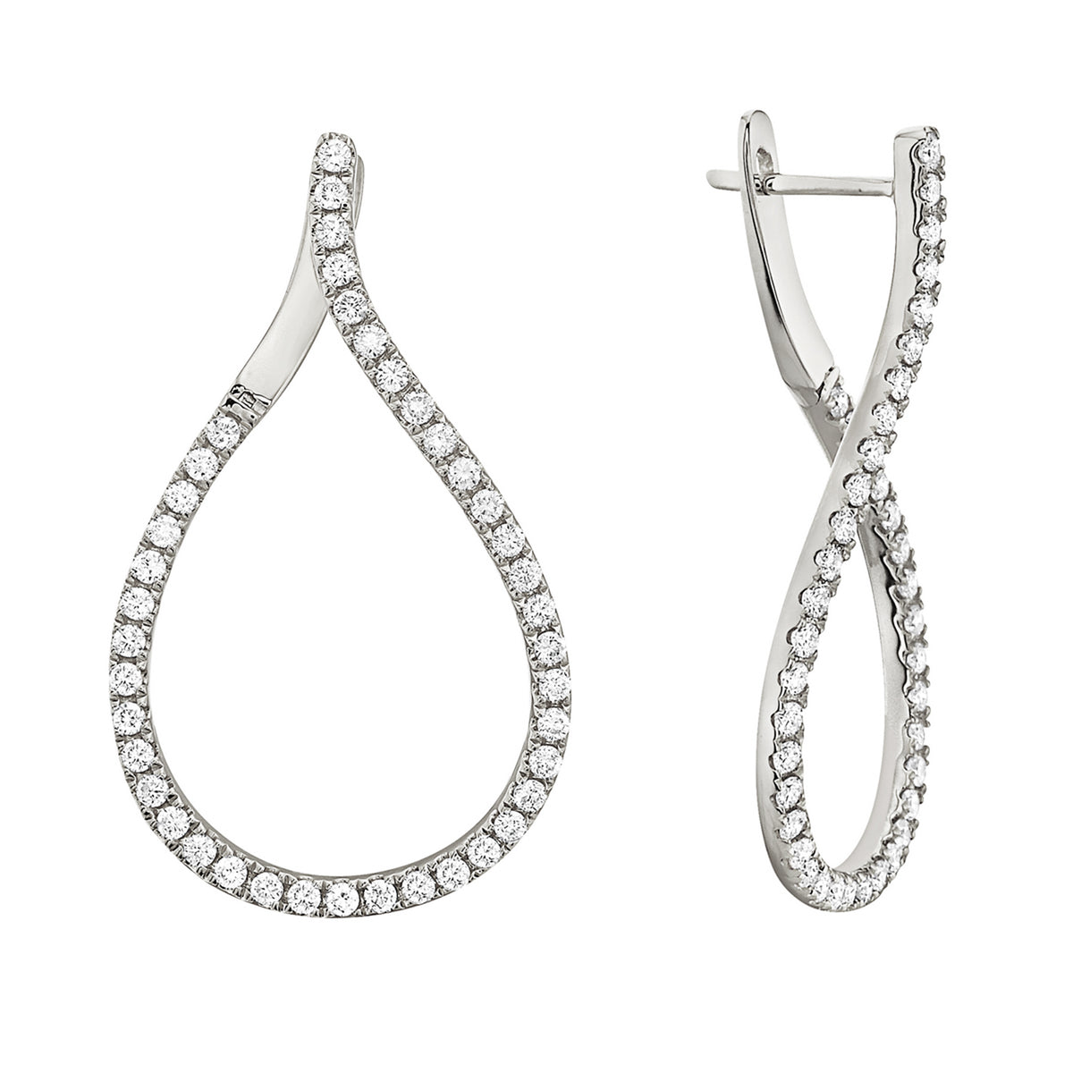 14K White Gold Infinity Earring, 1.25ct