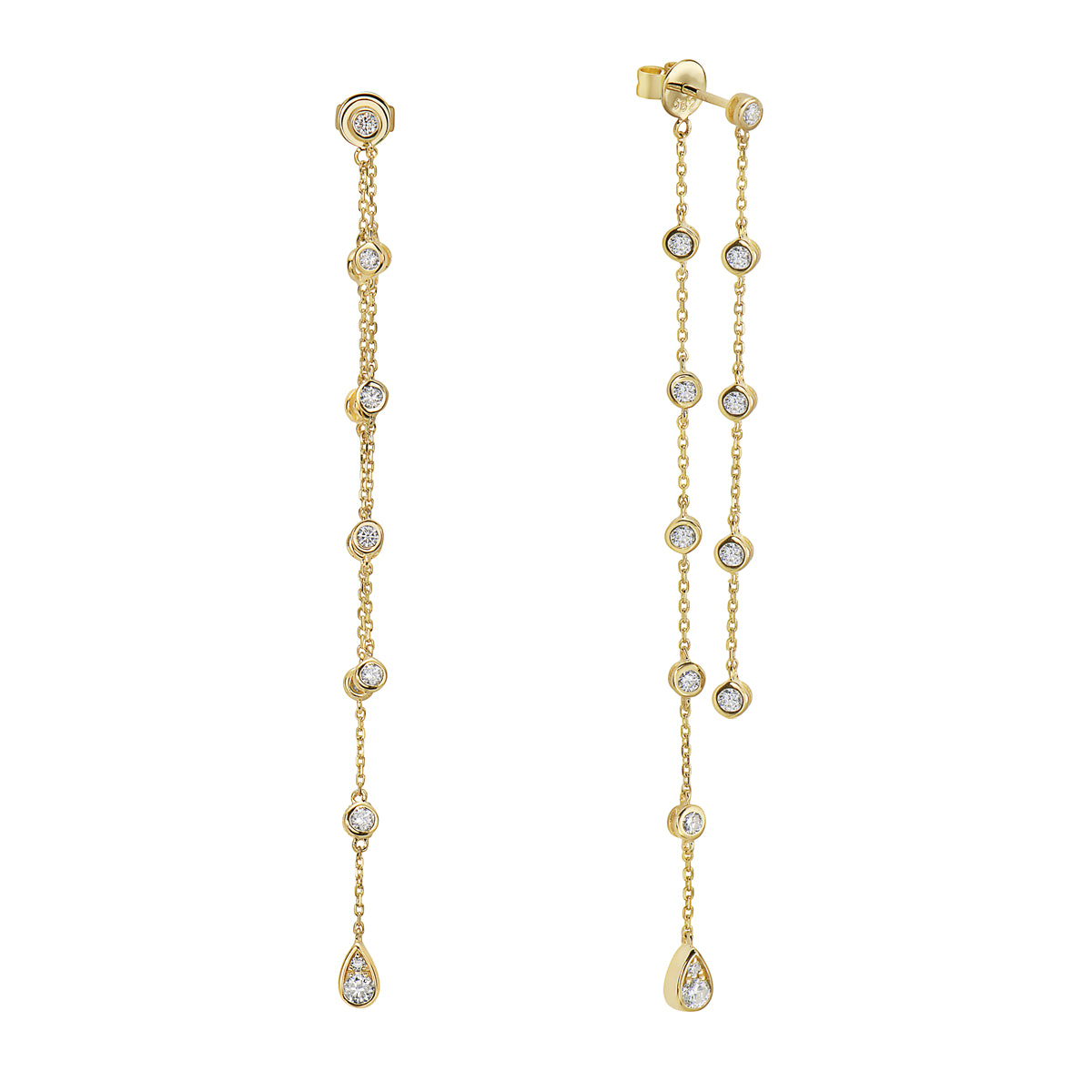 14K Yellow Gold Diamond Station Earrings, 0.86ct