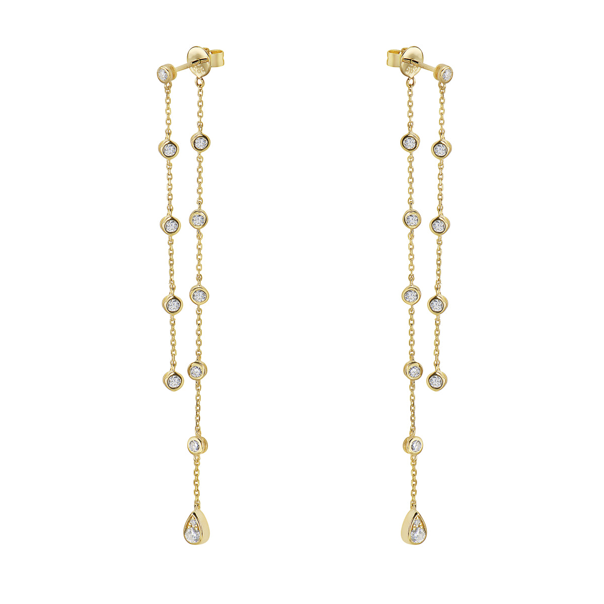 14K Yellow Gold Diamond Station Earrings, 0.86ct