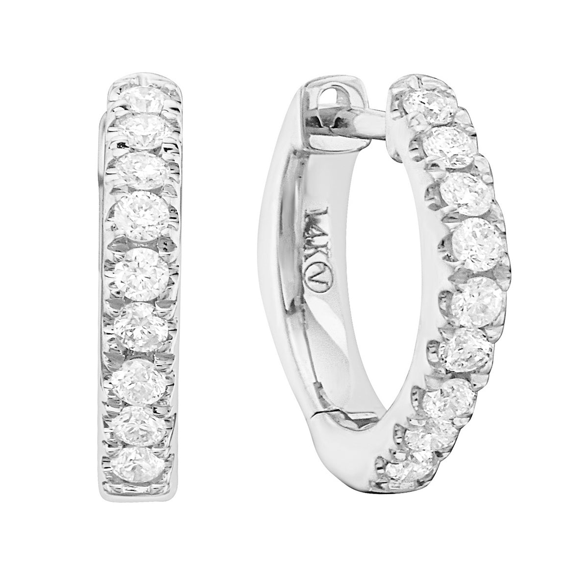 14K White Gold Point Huggie, 0.25ct