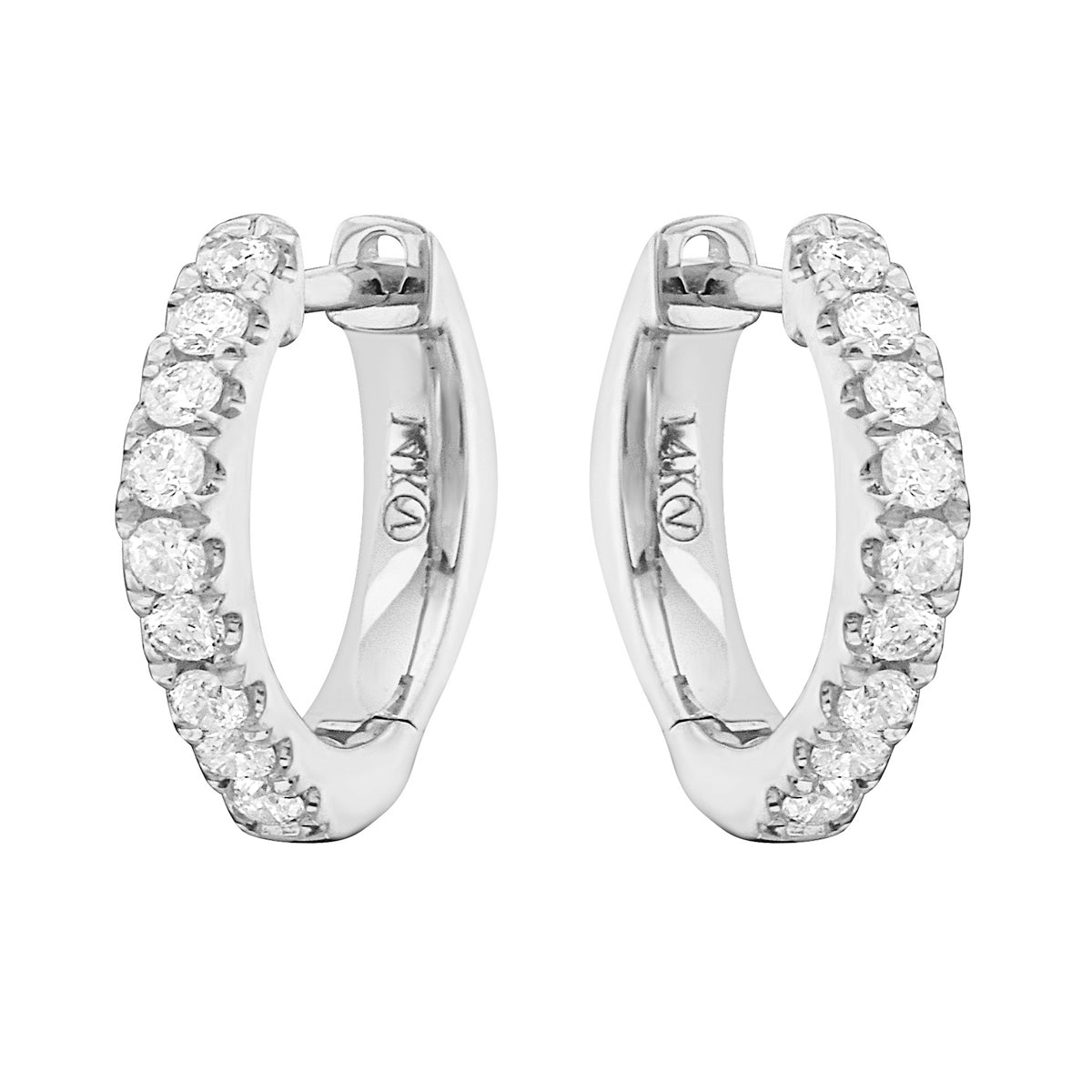 14K White Gold Point Huggie, 0.25ct