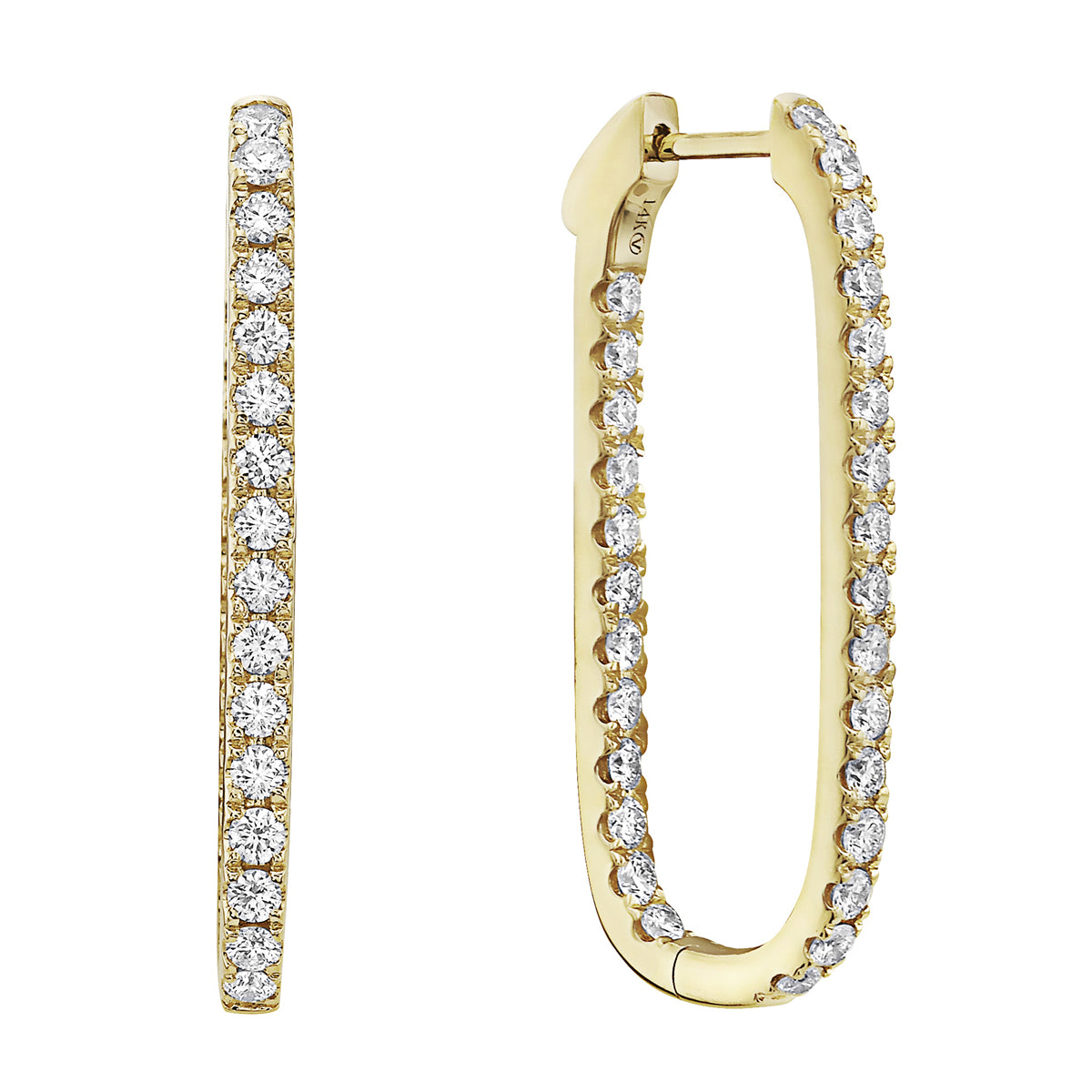 14K Yellow Gold Paperclip Hoop, 1.52ct
