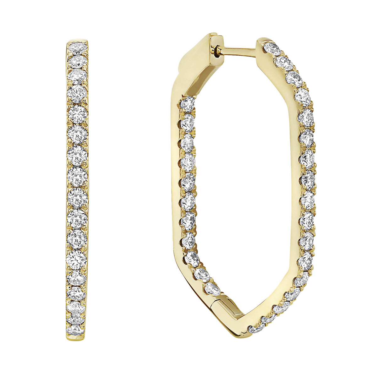 14K Yellow Gold Polygon Hoop, 1.95ct