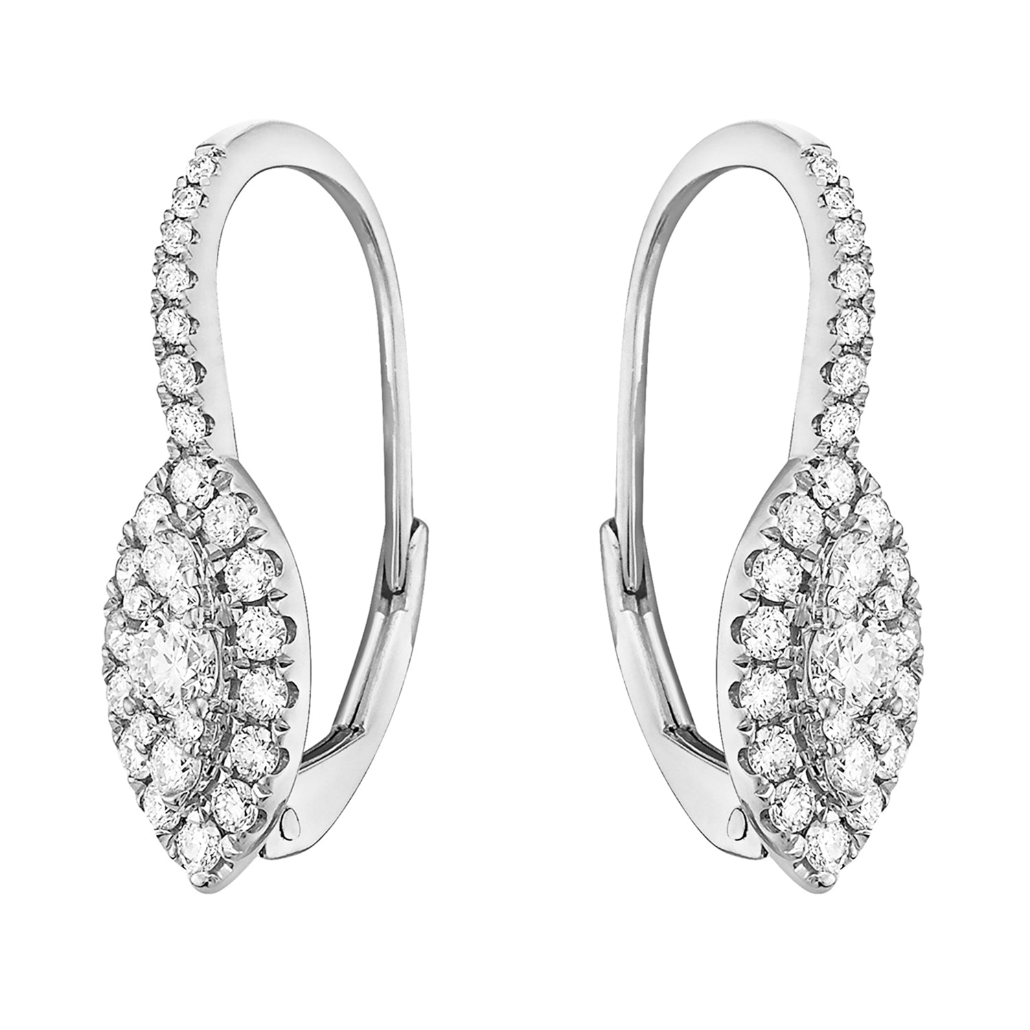 14K White Gold Marquee Illusion Hanging Earring, 0.66ct